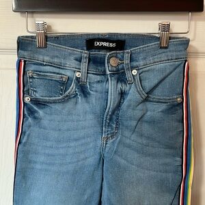 Express rainbow design denim perfect ankle legging high rise jean - size 00R​​
